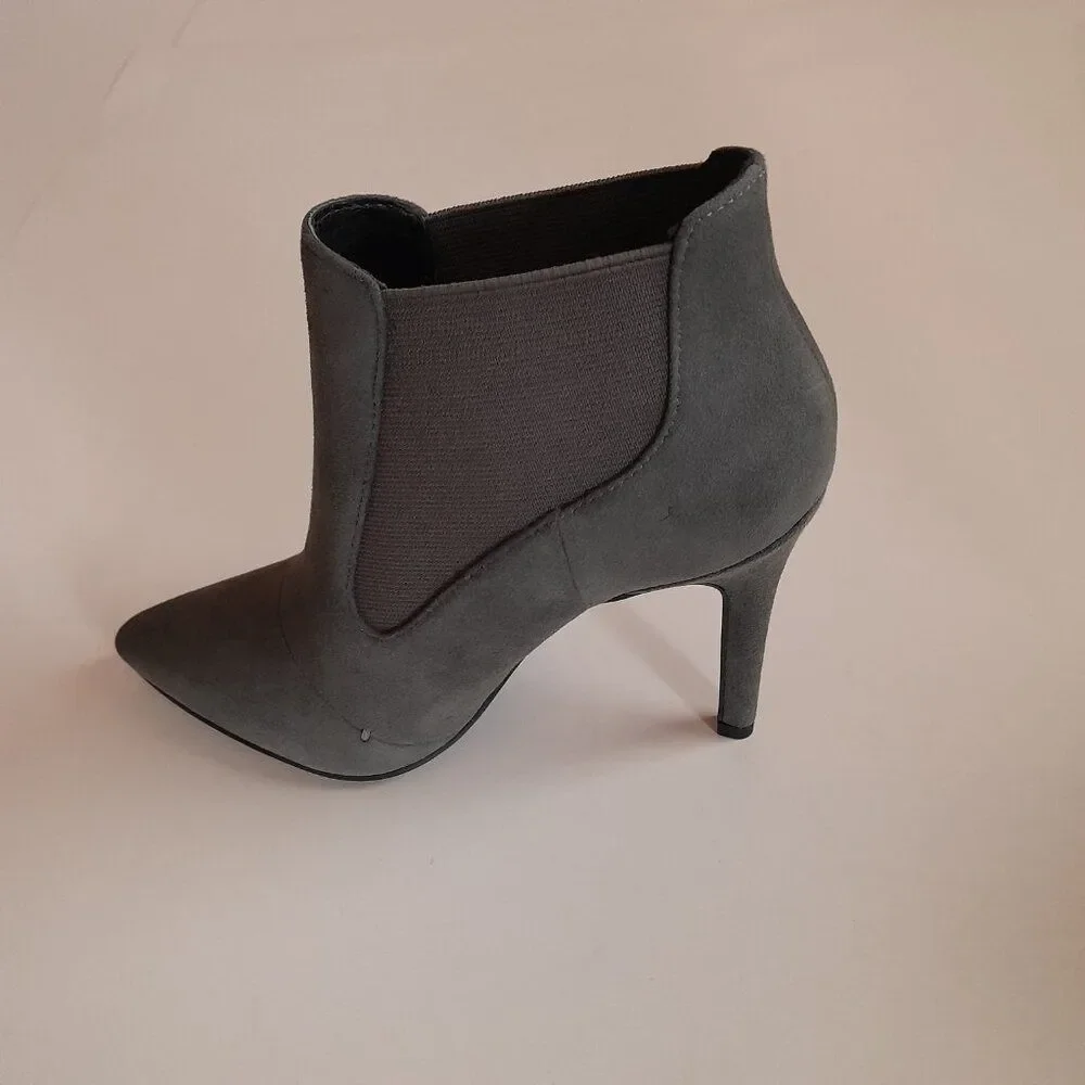 H by Halston Regina Women’s Gray Pointed Toe Stiletto Heel Ankle Booties Size 5M
